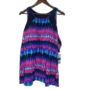 Swimsuits for All One Piece 34 Plus Size Tankini Purple Geometric Print NEW Swim